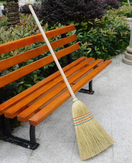 Canton Fair 22mm diameter low price plastic broom road sweeping brooms stick wooden for sale