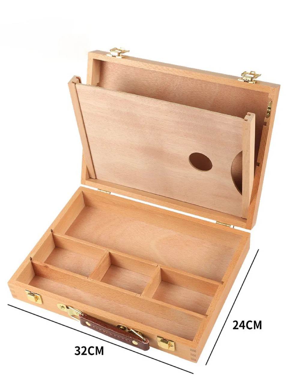 Custom Polished Wooden Portable Arts & Crafts Storage Organizer Laser Decorated round Pattern Model for Home Use Gift