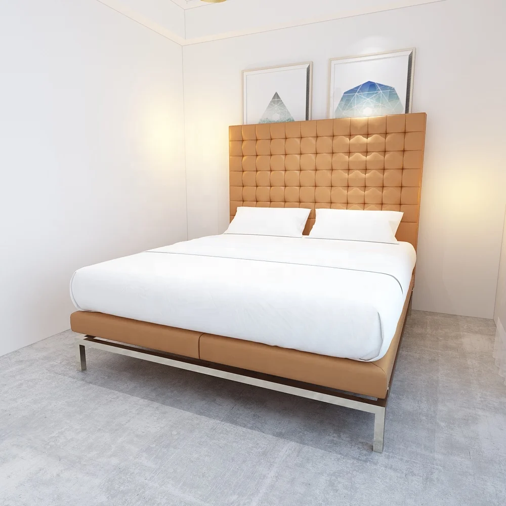 
modern tufty boss genuine leather bed high headboard king size 