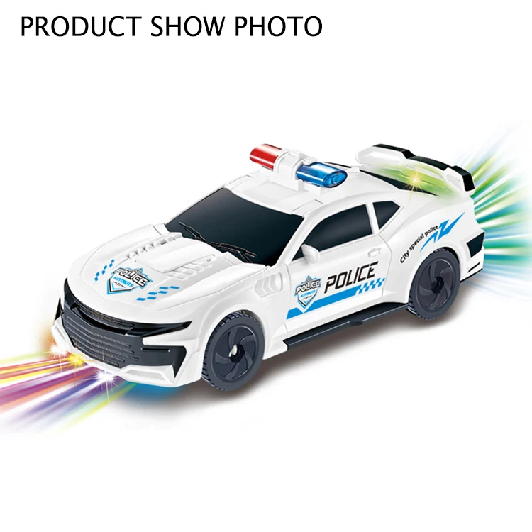 B/O Musical Police Deformed Robot Car Toy For Kids