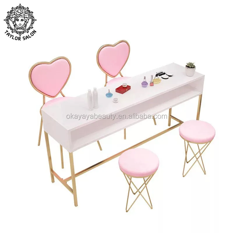 New arrivals pink manicure table manicure table and chair for shop