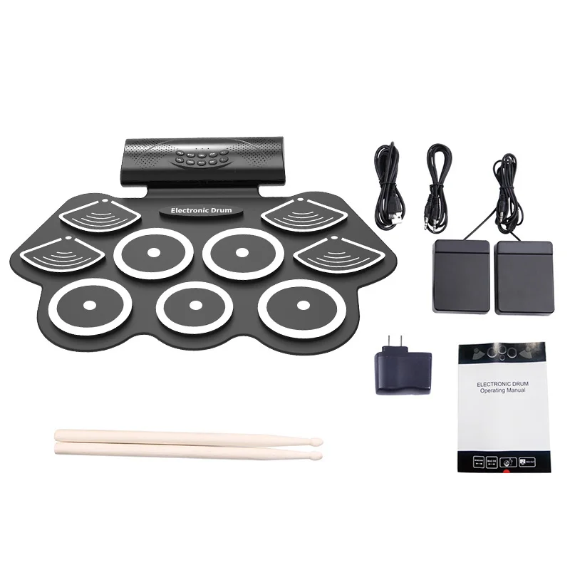 wholesale drum pad roll up drum kit electronic drum set bateria electronica kids toys musical instruments