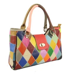 2022 popular new trendy fashion large capacity shoulder woven cow genuine leather bag patchwork tote bag women