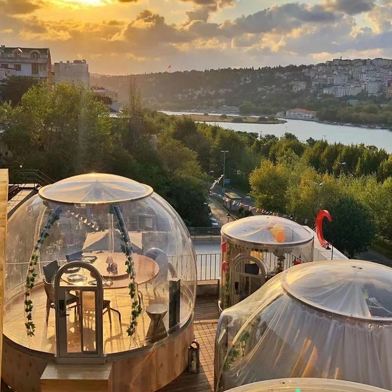 High Quality Outdoor Prefabricated Modular Clear Dome House with Sliding Door