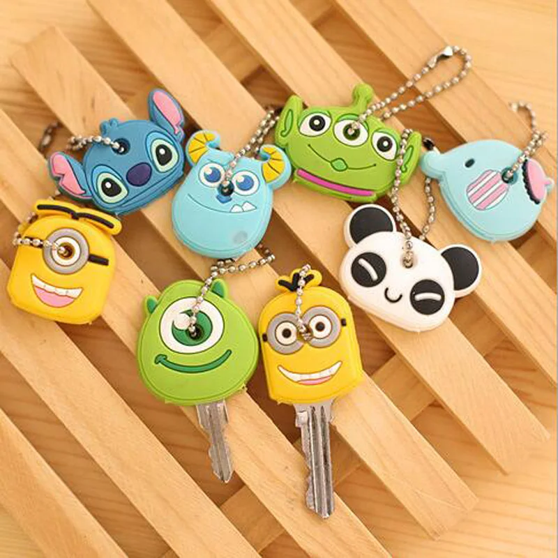 2021 Car Styling High quality Kawaii Cartoon Animal Silicone Key Caps Covers Silicone Keys Keychain Case Shell