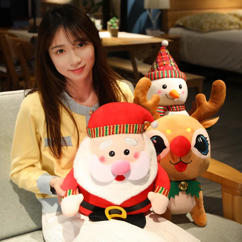 Custom Plush Toys Christmas Stuffed Animals Toys Santa Claus Deer Snowman Doll Plush Toys Stuffed Christmas Plush Decoration