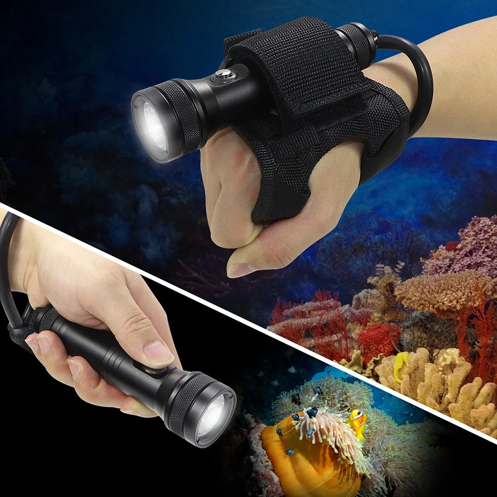 Professional Rechargeable Waterproof LED Diving Light Products Strong Flashlights Swimming Diving Light
