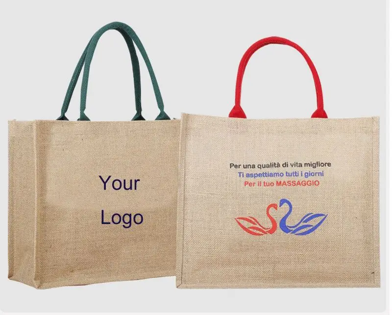 Eco-friendly Flax Jute Bags Burlap Tote Bag Reusable Promotional Hessian Linen handbag