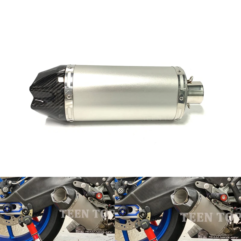 Motorcycle AR Exhaust Muffler Carbon Fiber Exhaust Silencer GP Racing Sport Bike For KTM Duke 250 Tracer900 CBR300 SMAX155