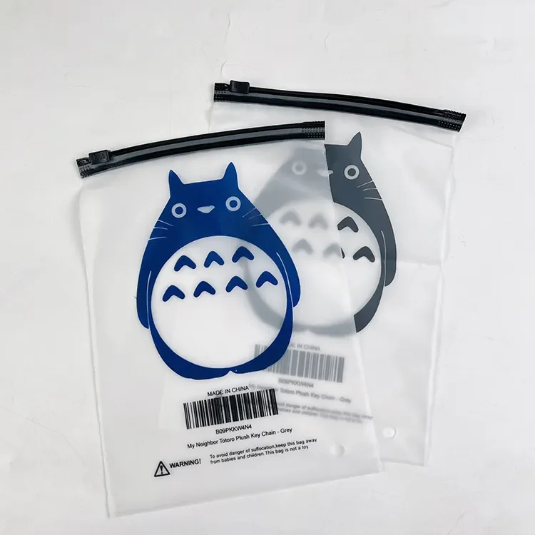 Manufacturers wholesale PVC zipper transparent zip-lock plastic frosted bag wih black zip