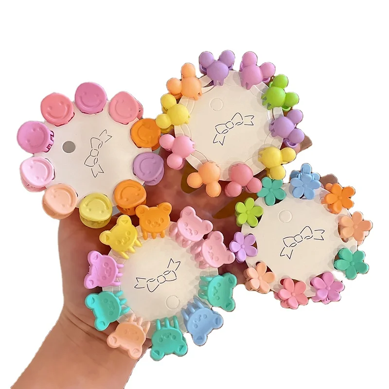 Cute Candy Color Mini Kids Hair Clamp 1cm Princess Acrylic Mickey Bear Rabbit Smiley Hair Claw Clip For Baby Girls