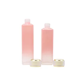Top quality square pink cosmetic container glass bottles and fase mask jars