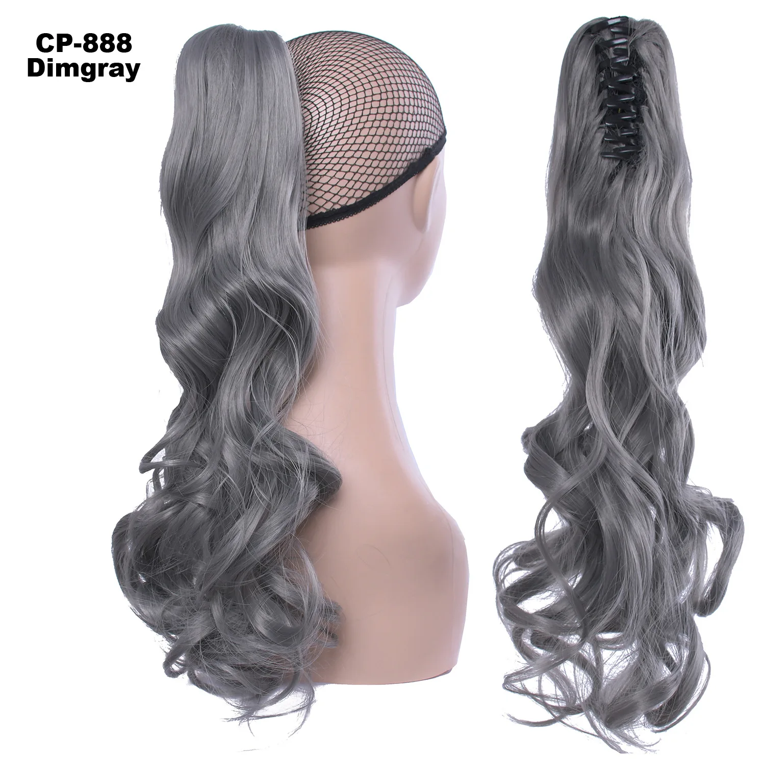 Claw Clip Wavy synthetic  Ponytail Extensions  22 inch Synthetic Fiber Long Wave Clip In Hair Extensions For Women