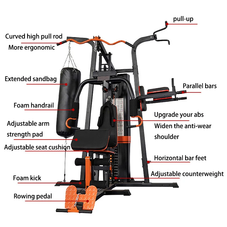 Dinuo Customization Comprehensive Three Person Station Body Building Multi functional Trainer 3 Station Gym