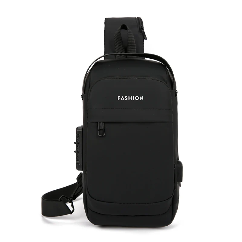 New Arrival Password Lock Anti-Theft USB Charging Port Waterproof Outdoor Sport Casual Single Shoulder Crossbody Men Chest Bag
