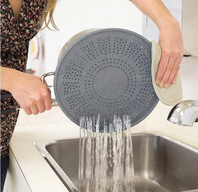 Silicone Splatter Screen Grease Splatter for Frying Pan Multi-Use Pan Cover with Folding Handle Oil Splash Guard