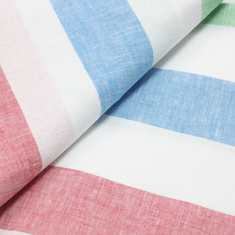 Manufacture Textile  Fabric Yarn Dyed Linen Cotton Multi Stripe for Shirts Men and Women