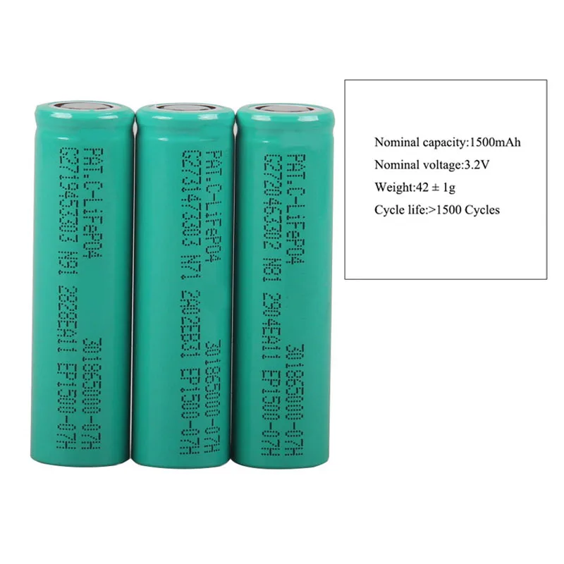 Lifepo4 IFR18650 Lithium Ion Phosphate Battery 3.2V 1100mah 1500mah 1600mah 1800mah Bateria De Litio 18650