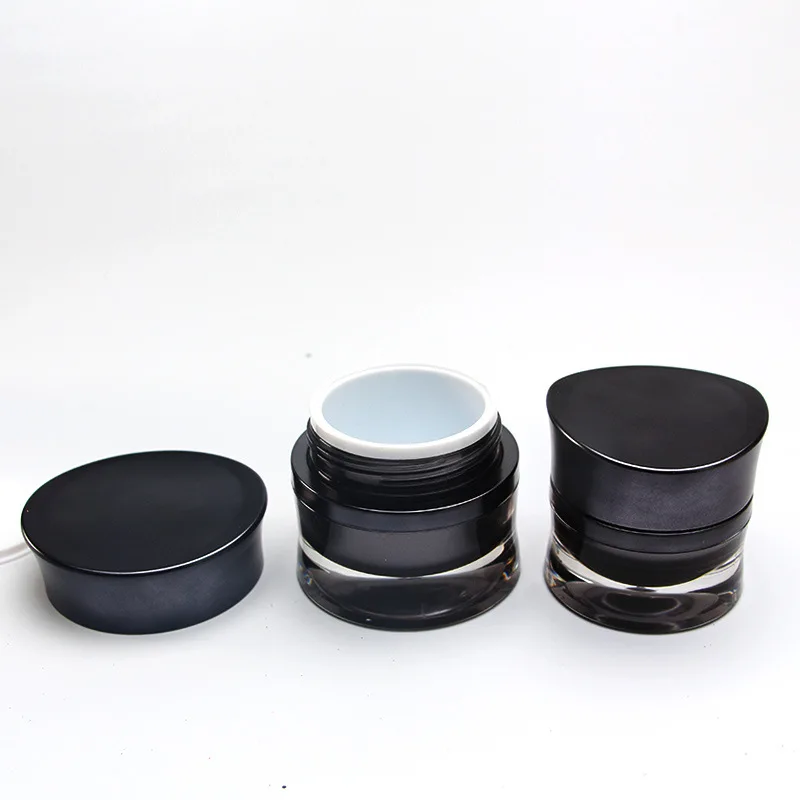 China Supplier Gradient Black Square Cosmetic Containers Acrylic Spray Pump Lotion Bottle And Cream Jars Sets