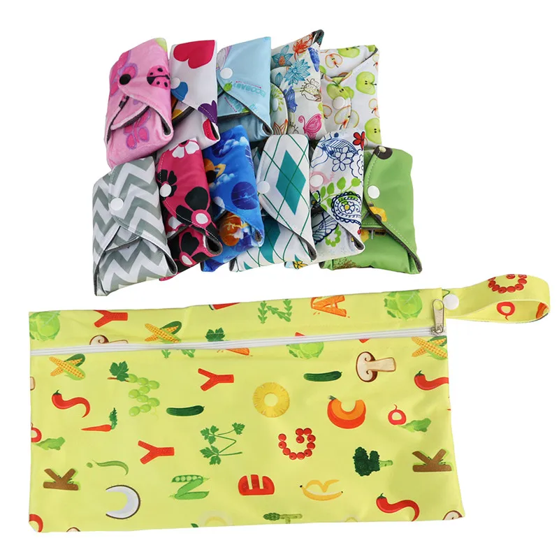 Naughtybaby Washable Wet Bag For Reusable Bamboo Cloth Sanitary Menstrual Pads Panty Liner Towel Pad For Women Drop Shipping