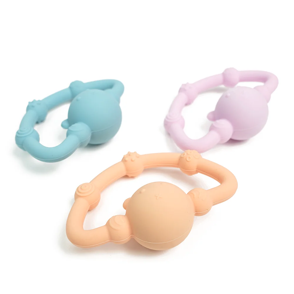 Cute Animals Shape Baby Silicone Teether Teething Biting Baby Rattle Toy Handbell Toy