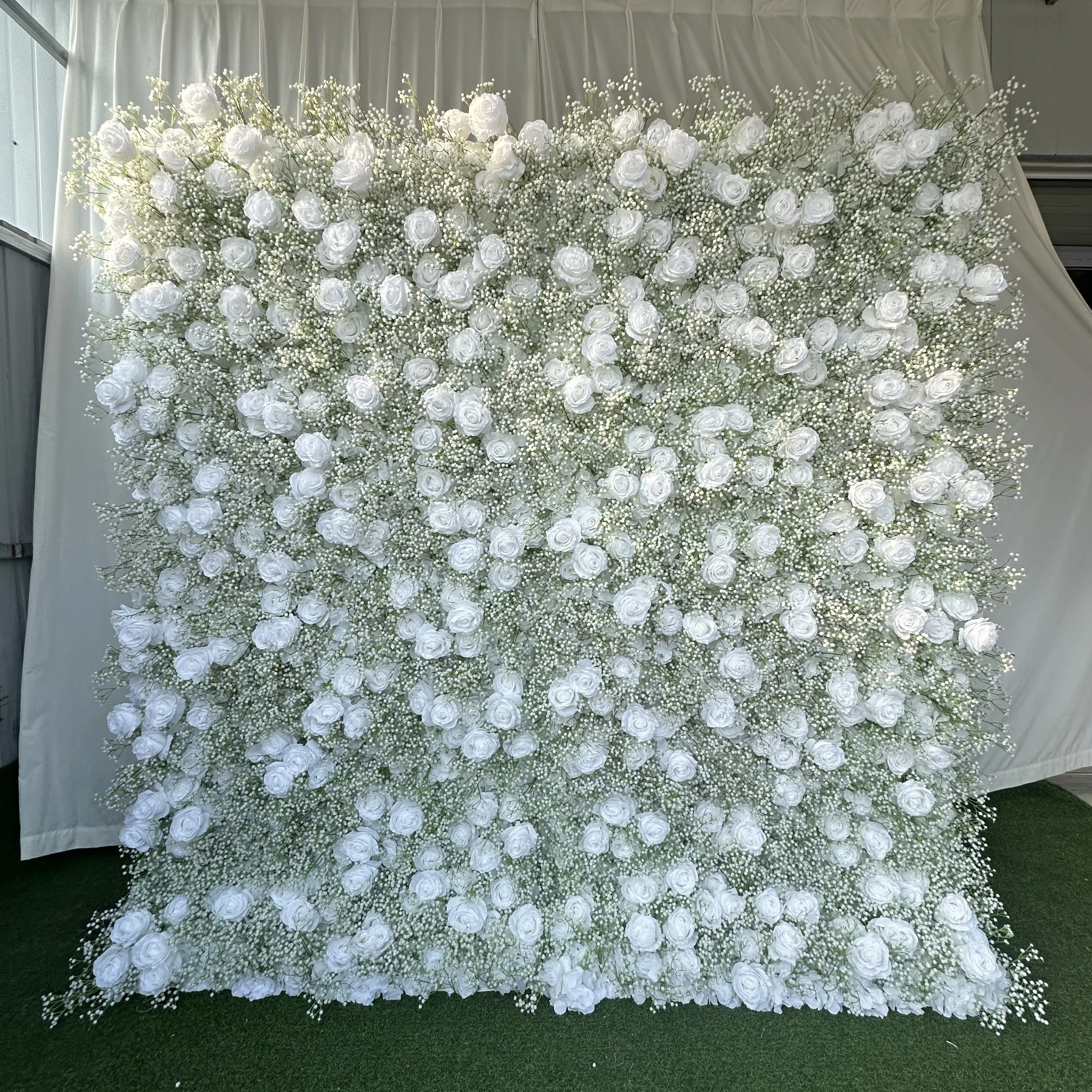 KL-WA89 Wholesale artificial 5d flower walls panel wedding wall flower decoration roll up fabric flower wall backdrop 8ft x 8ft