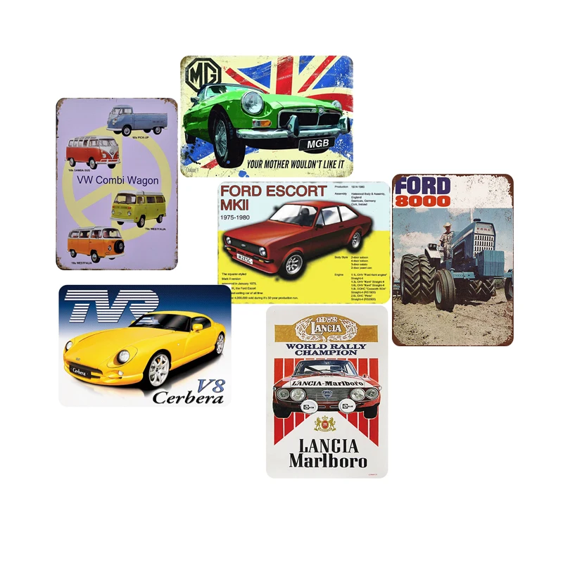 Preciser Vintage Car Metal Plaque Customized Embossed Home Metal Wall Decor Retro Metal Plate Tin Wall Signs