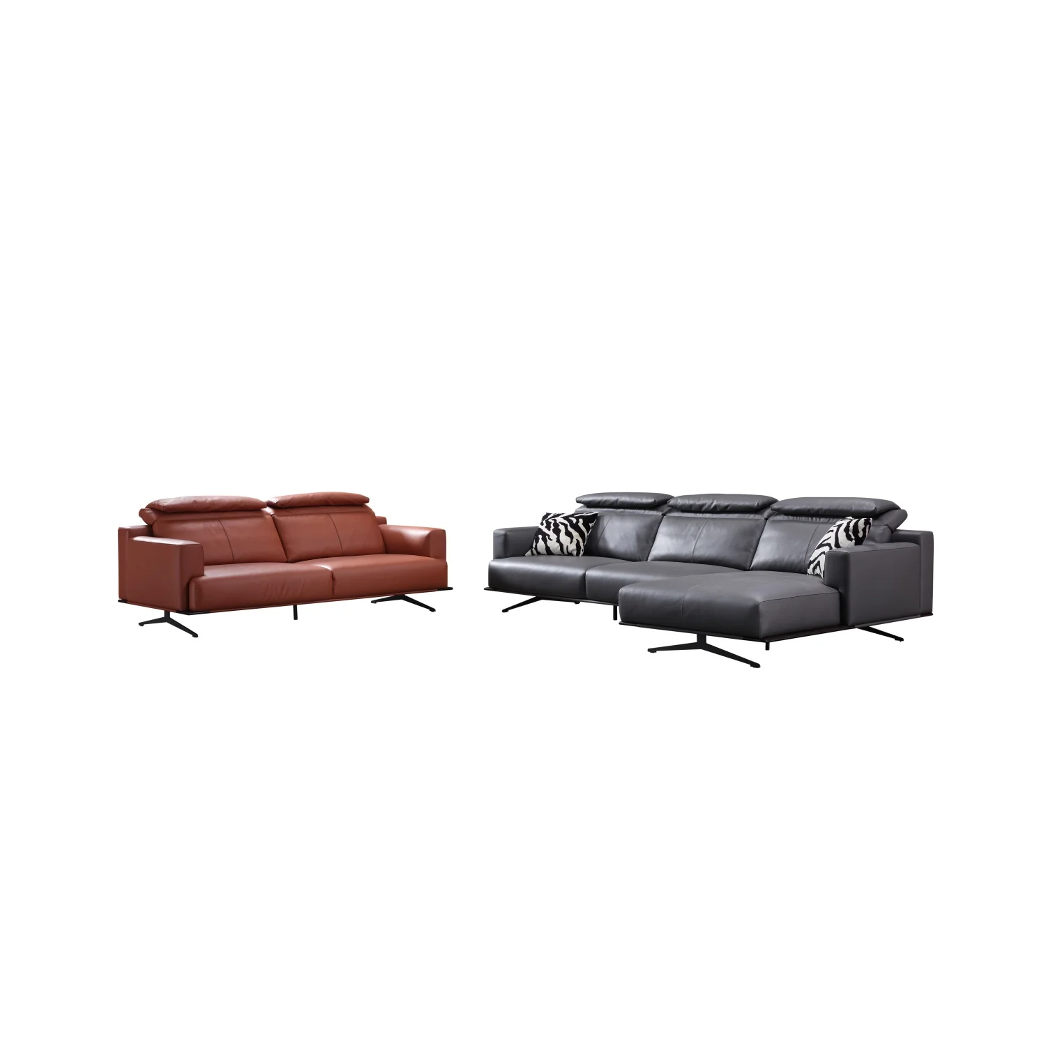 Factory Hot Selling Modern And Fashionable Leather Sofa Combination With Smooth Lines And Segmented Leather Sofas
