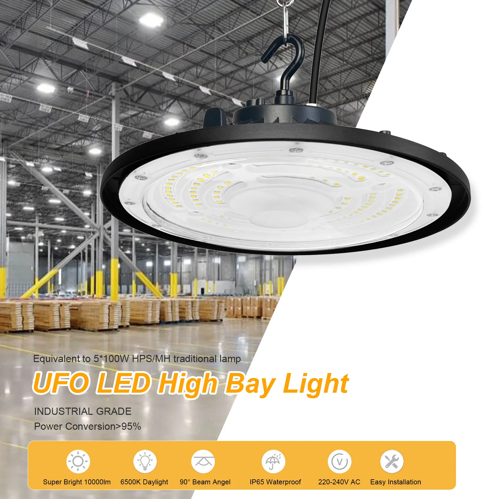 Branded Smart100 Watt Lamp 200w Leding Industrial Lights Ufo Grow Fixture Nom For Sports Stadiums Warehouse Led High Bay Light