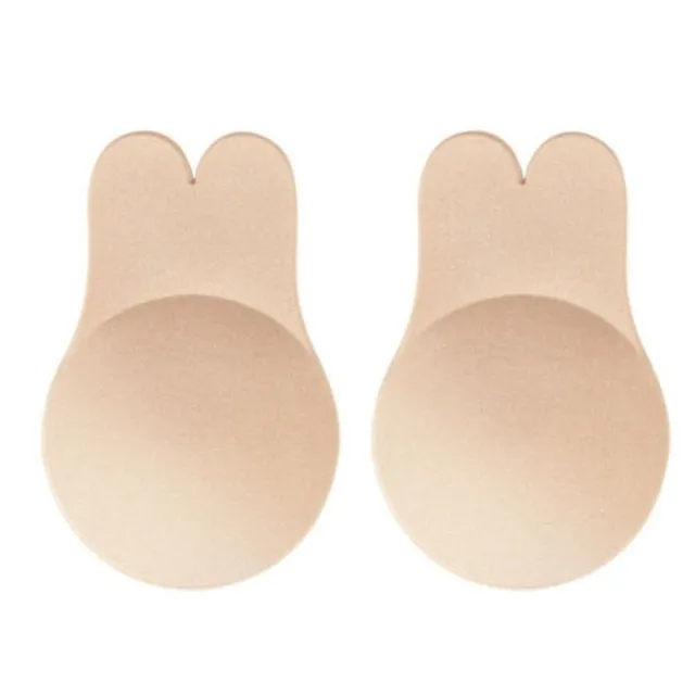 Hot selling silicone self invisible strapless bra adhesive push up invisible rabbit ear nipple cover