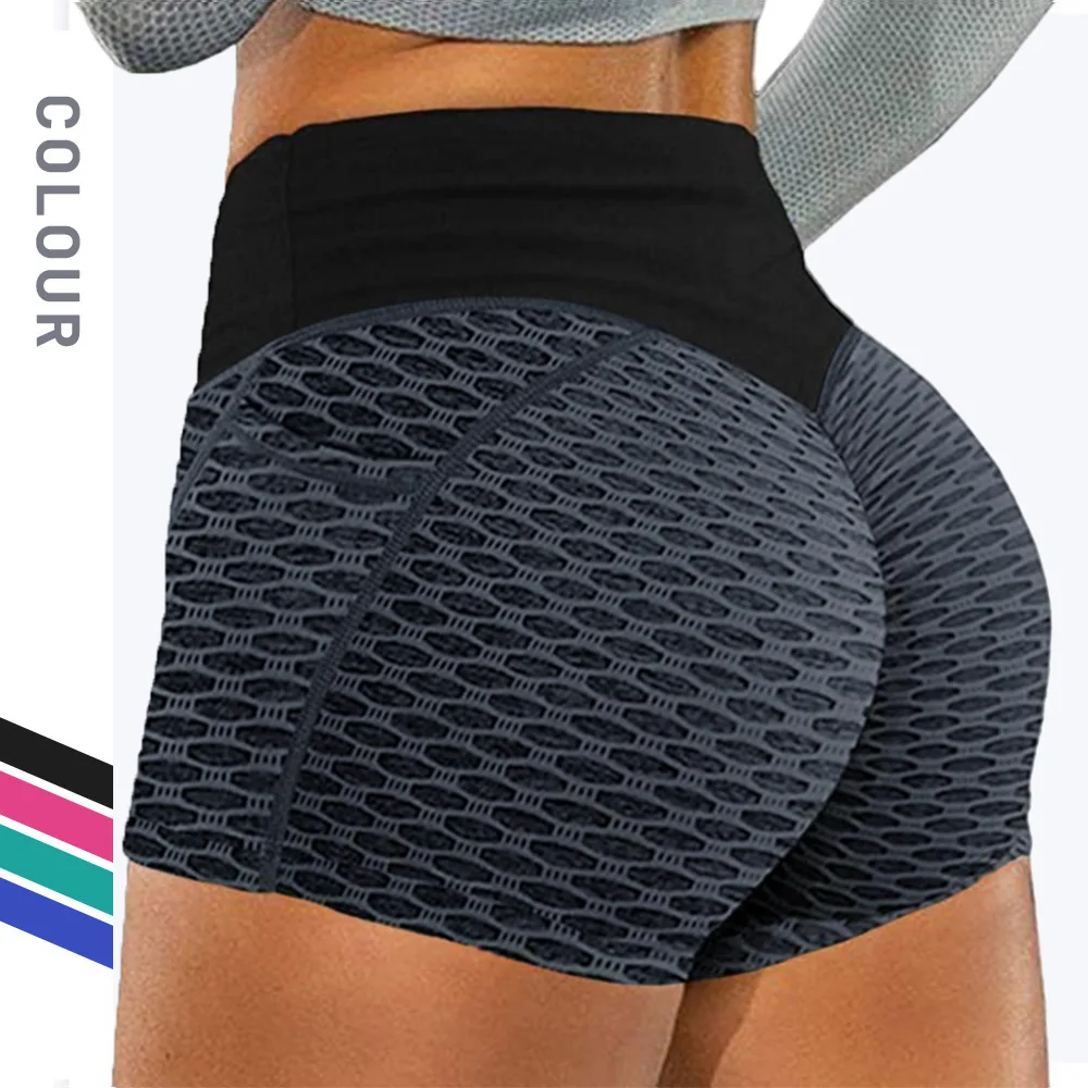 Wholesale Custom Recycled Gym Shorts Fitness Nylon Spandex Ribbed Yoga Wear Scrunch Butt Legging Biker Shorts For Women