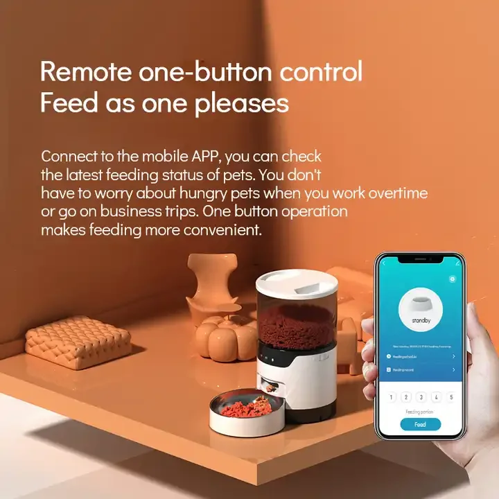 OEM Pet Feeder Customized WIFI Touch Control 3L Dual Power Supply 120-240V Smart Pet Food Feeder