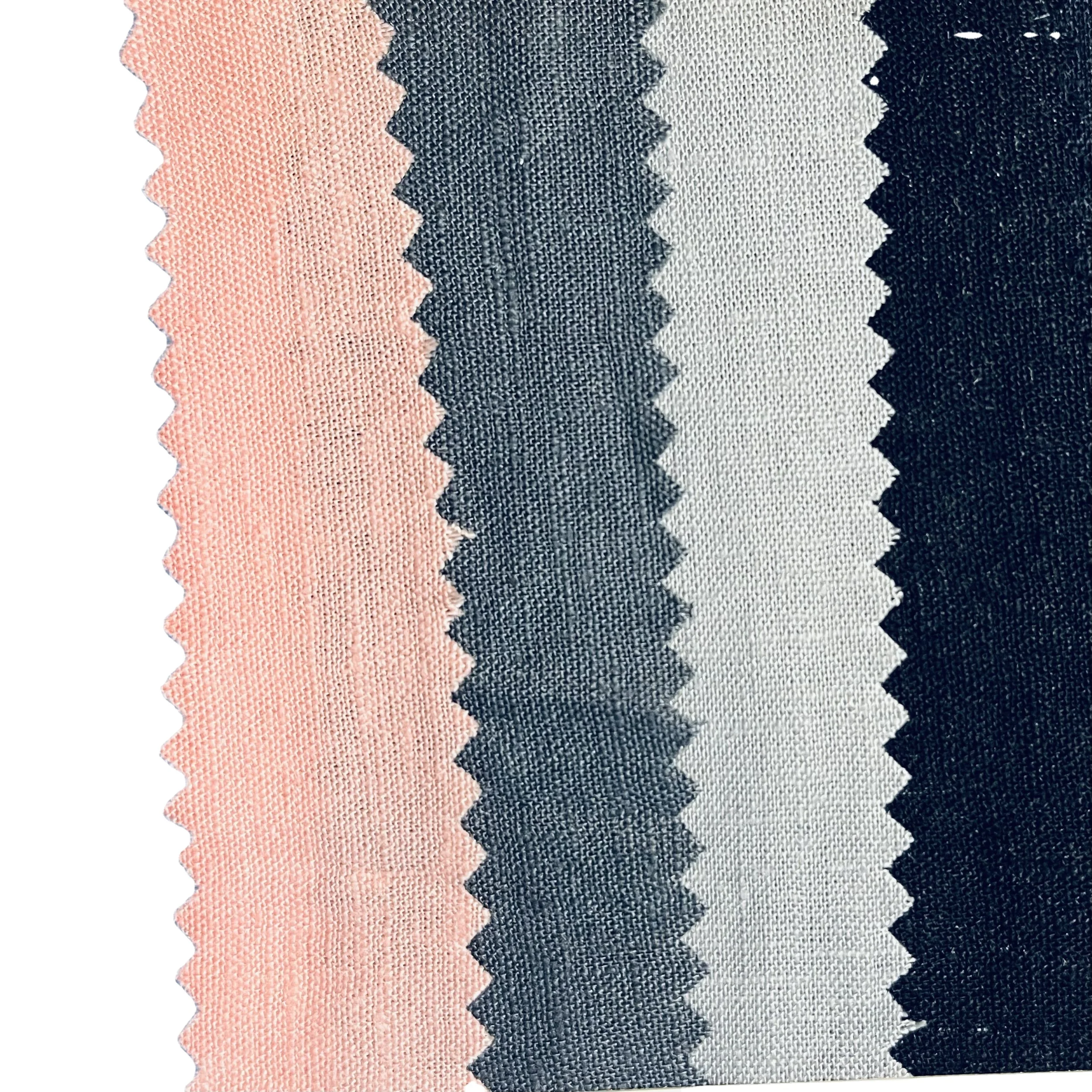 Plain color breathable stone washed woven organic cotton linen fabric wholesale for clothing