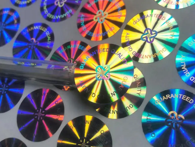 Anti Theft 3D A4  Laser Security Labels Golden Custom Holographic Stickers