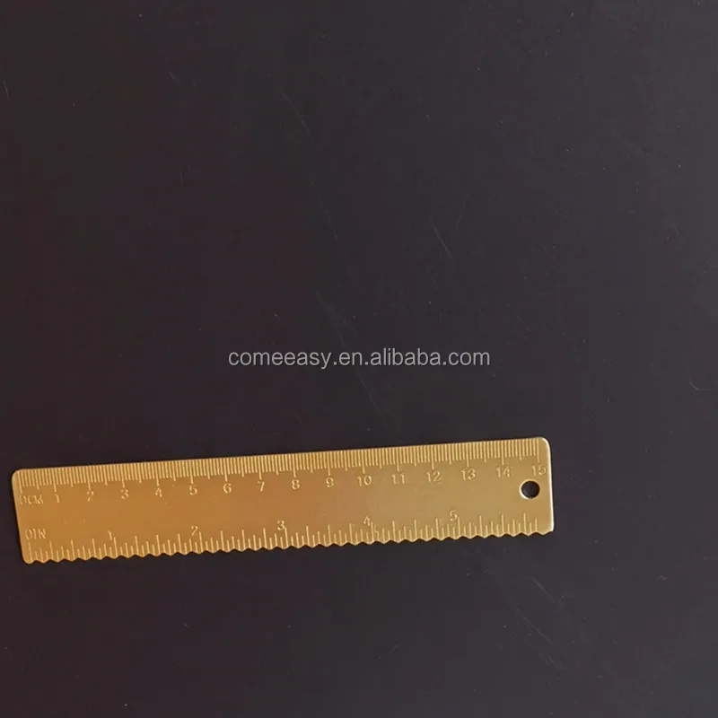 Gold Color Thick Brass Ruler Copper Wave Edge Straight Ruler 15CM wave