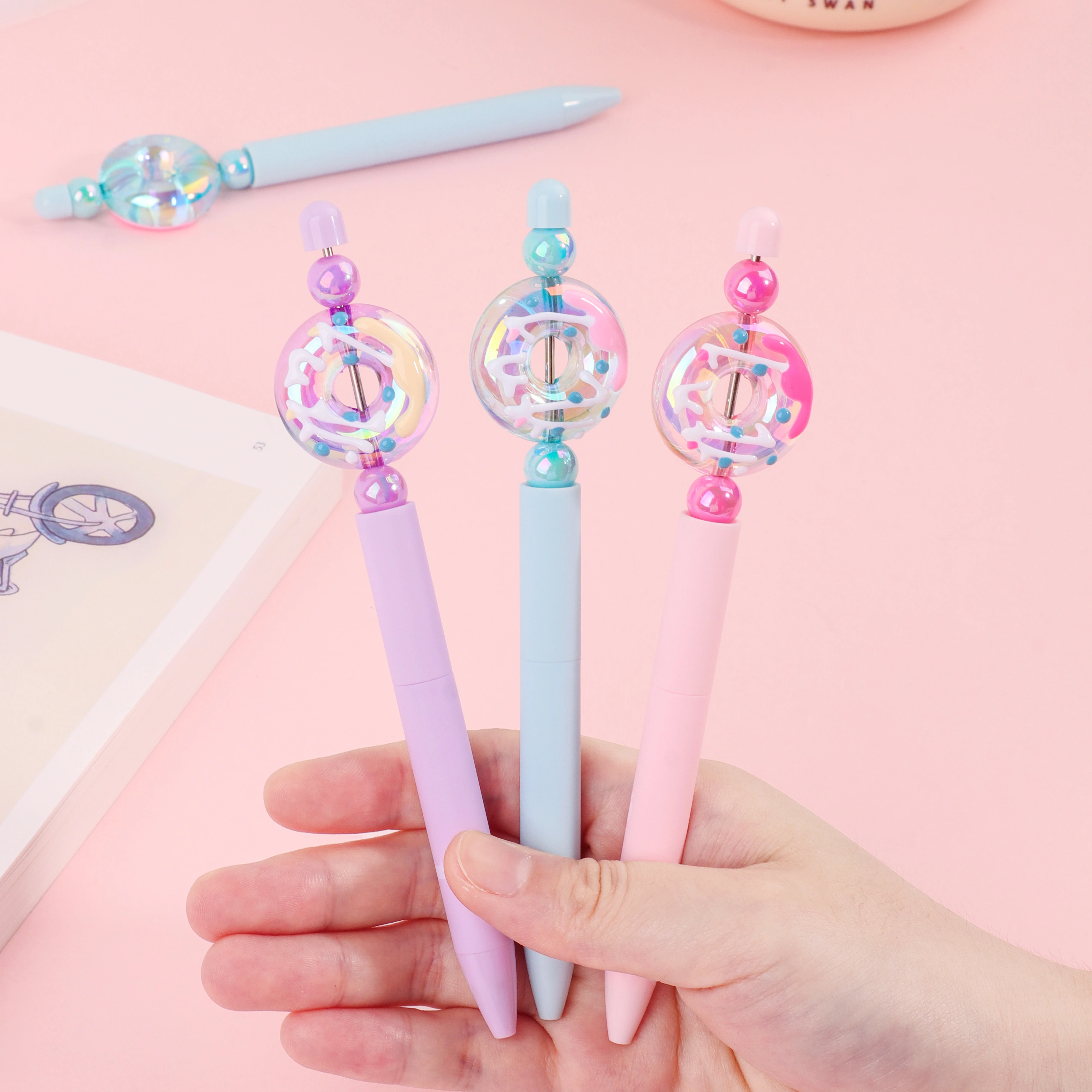 Cute Kawaii Cartoon Skewer B - Crystal Donut Gel Ink utiles escolares Pen Fun fancy Lovely Expression Kids kawaii cute Pen