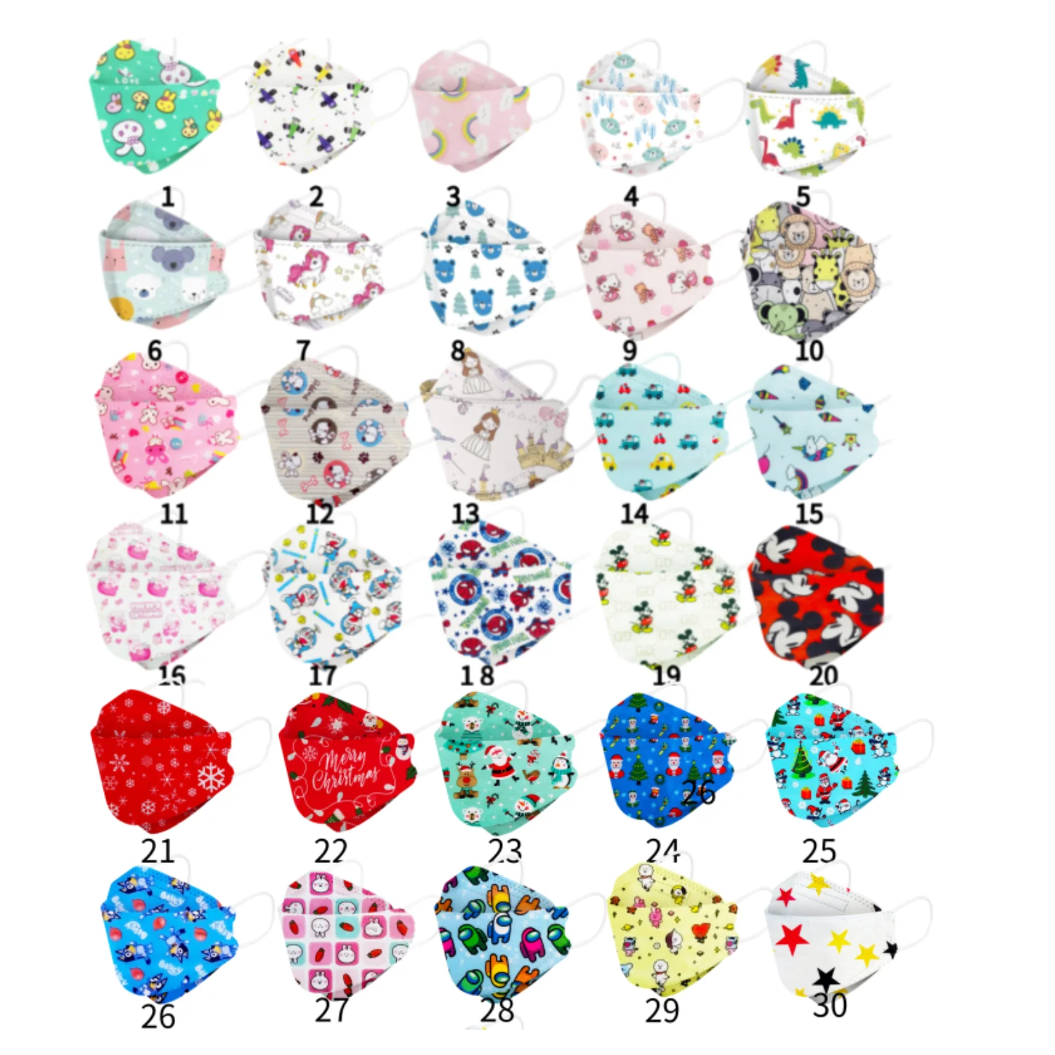 Colored cute cartoon KF94 kids masks 4d 5d disposable masks for children