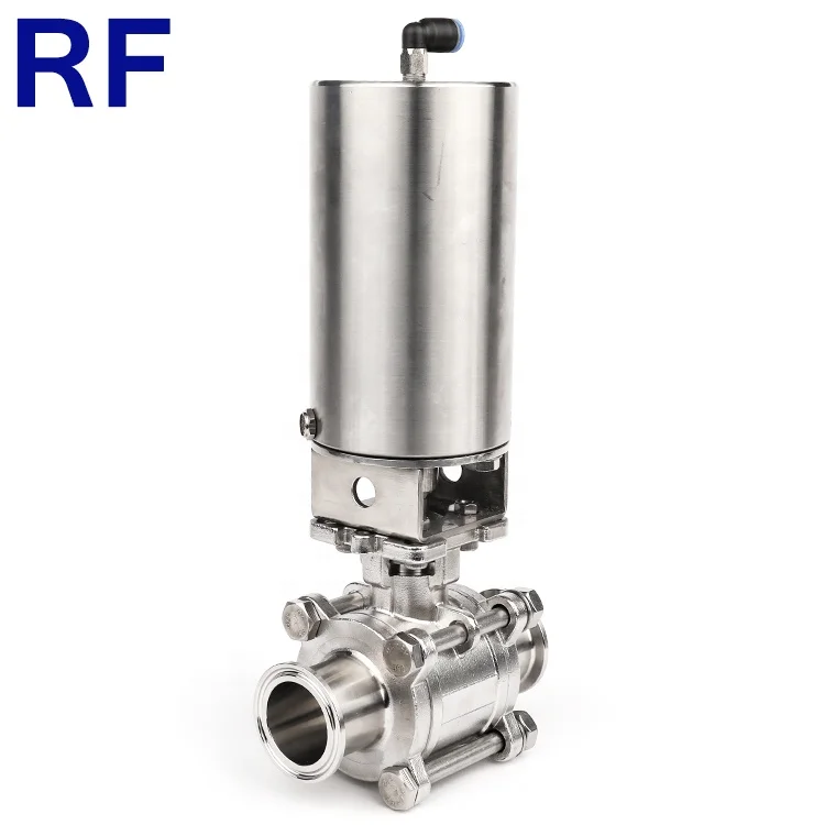  RF санитарный SS304 316L 3 шт. Пневматический шаровой клапан с заполненной