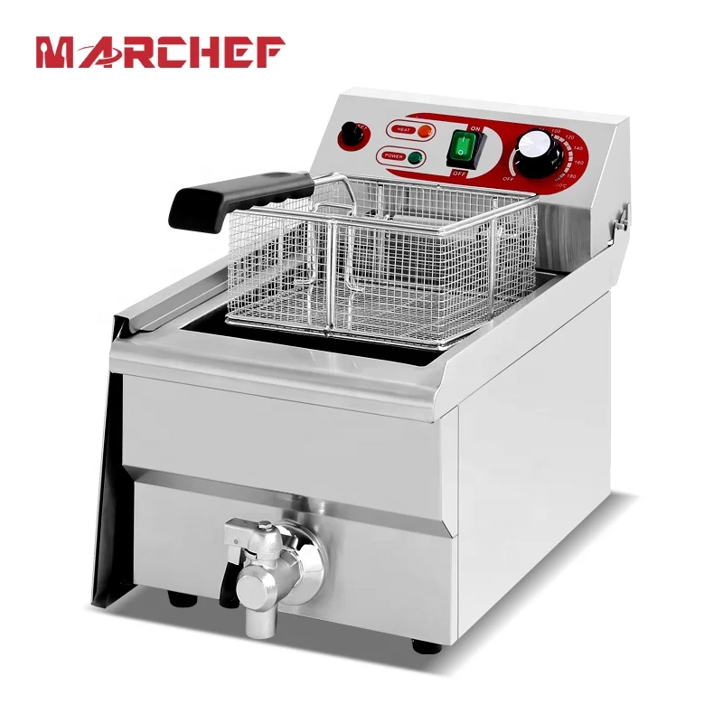 CE stainless steel electric 14L Commercial Single Tank industrial table top peanut meat stacker cooking turkey deep fryer
