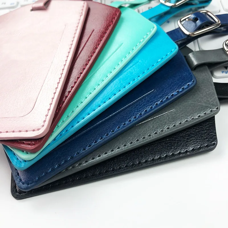 Factory Wholesale custom logo luggage tags Personalized Soft PU Leather bulk travel luggage tags