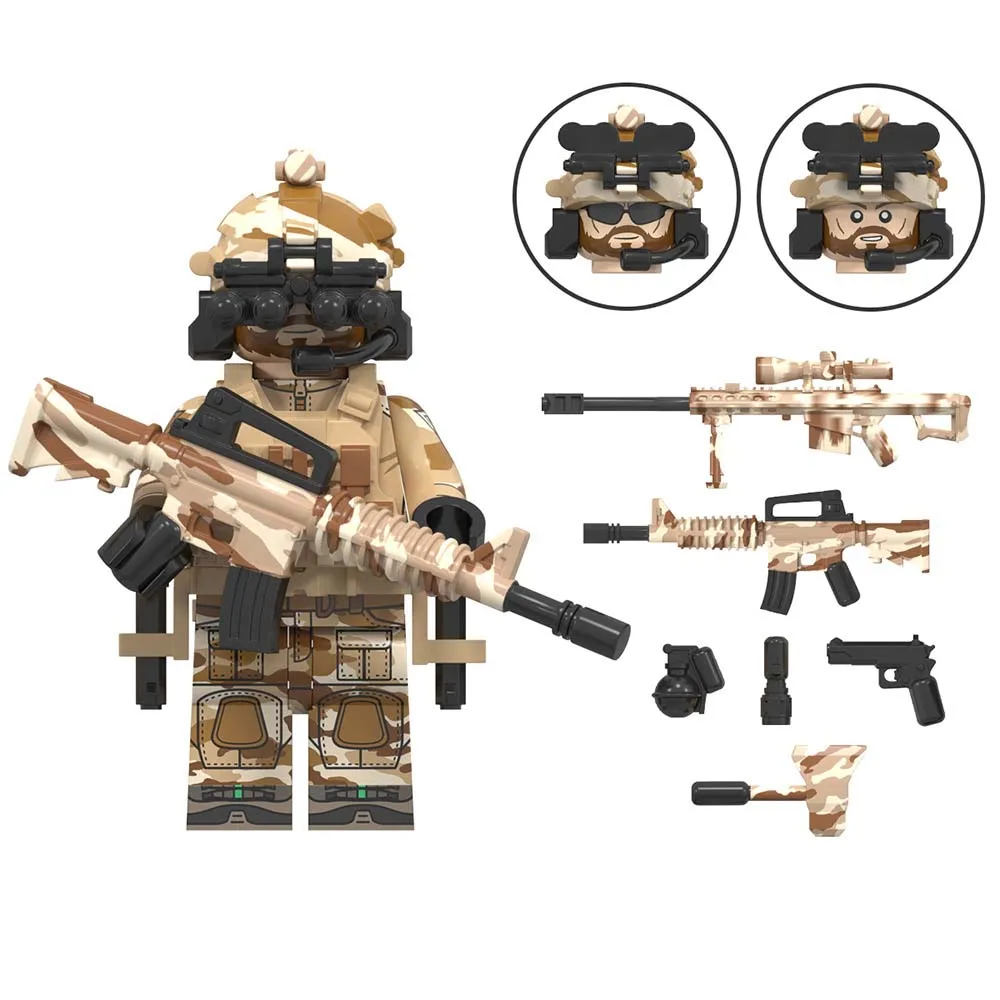 Hot Sale Delta Forces Marine Soldier Mini Figures Series Troops Cartoon Building Blocks Weapon Accessories Assembled Plastic Toy