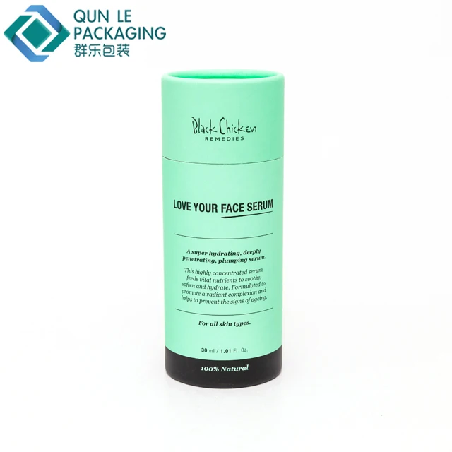 Eco-friendly Cute Design Black Kraft Paper Cosmetic/Candy/Face Oil/Shampoo Sustainable Paper Tube Packaging Box