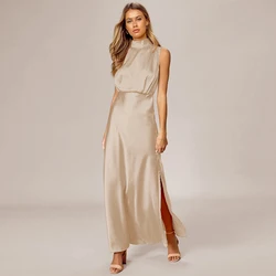 Quietly Elegant Noble Side Slit Tea Length Cocktail Long Satin Maxi Dress Maxi Dress 2023