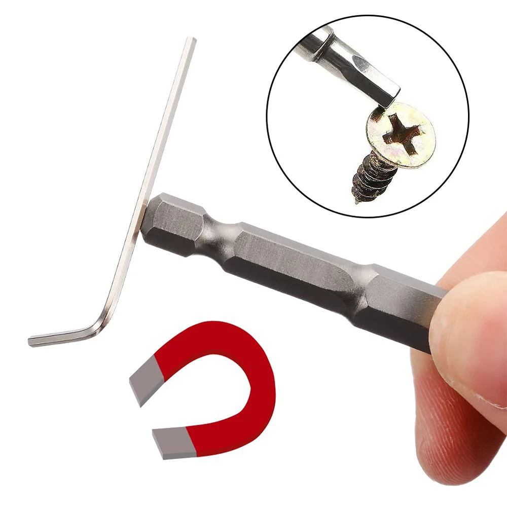50mm S2 Steel Magnetic 1/4 Inch Hex Shank Insert Hex Screwdriver Bit