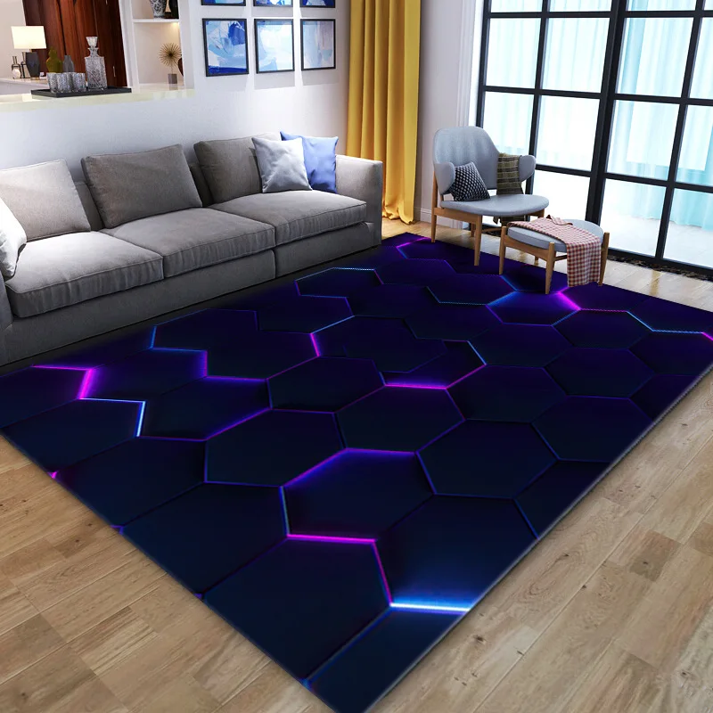 Factory direct wholesales geometry Luxury Decoration floor mat 3D Printed vision technology sense carpet for living room40*60cm