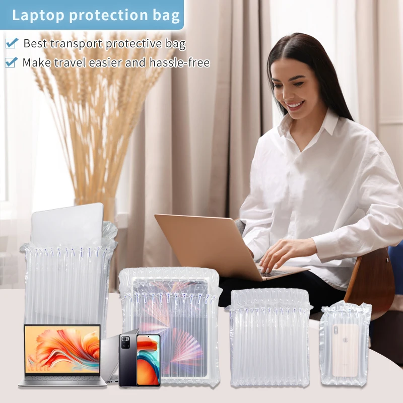 Plastic Sealed Air Column Bag Inflatable Cushion Air Bubble Bag Wrap for 14inch 15 inch Laptop Mobile Phone Case Packaging Bag
