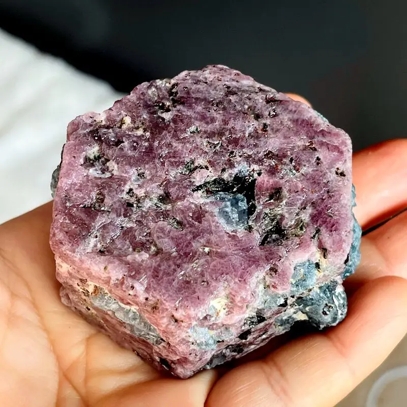 rare Natural Energy Healing Mineral Crystal Quartz Rough Red Corundum with aquamarine symbiotic Raw Stone for sale