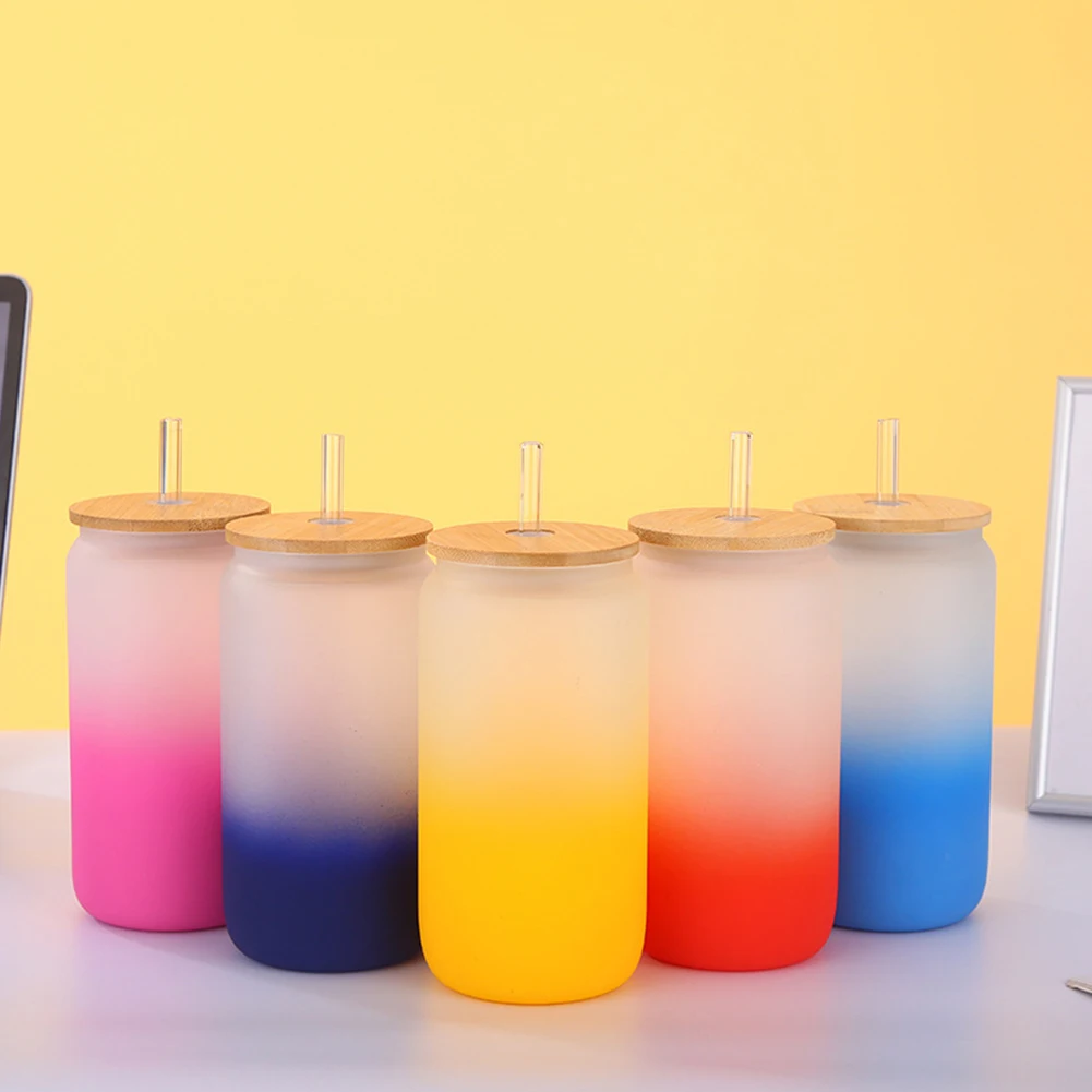 Frosted Clear Can Shaped Beer Glass Elegant Shaped Drinking Glasses Can Shaped Beer Glass 12oz 16oz Diy Blank Sublimation