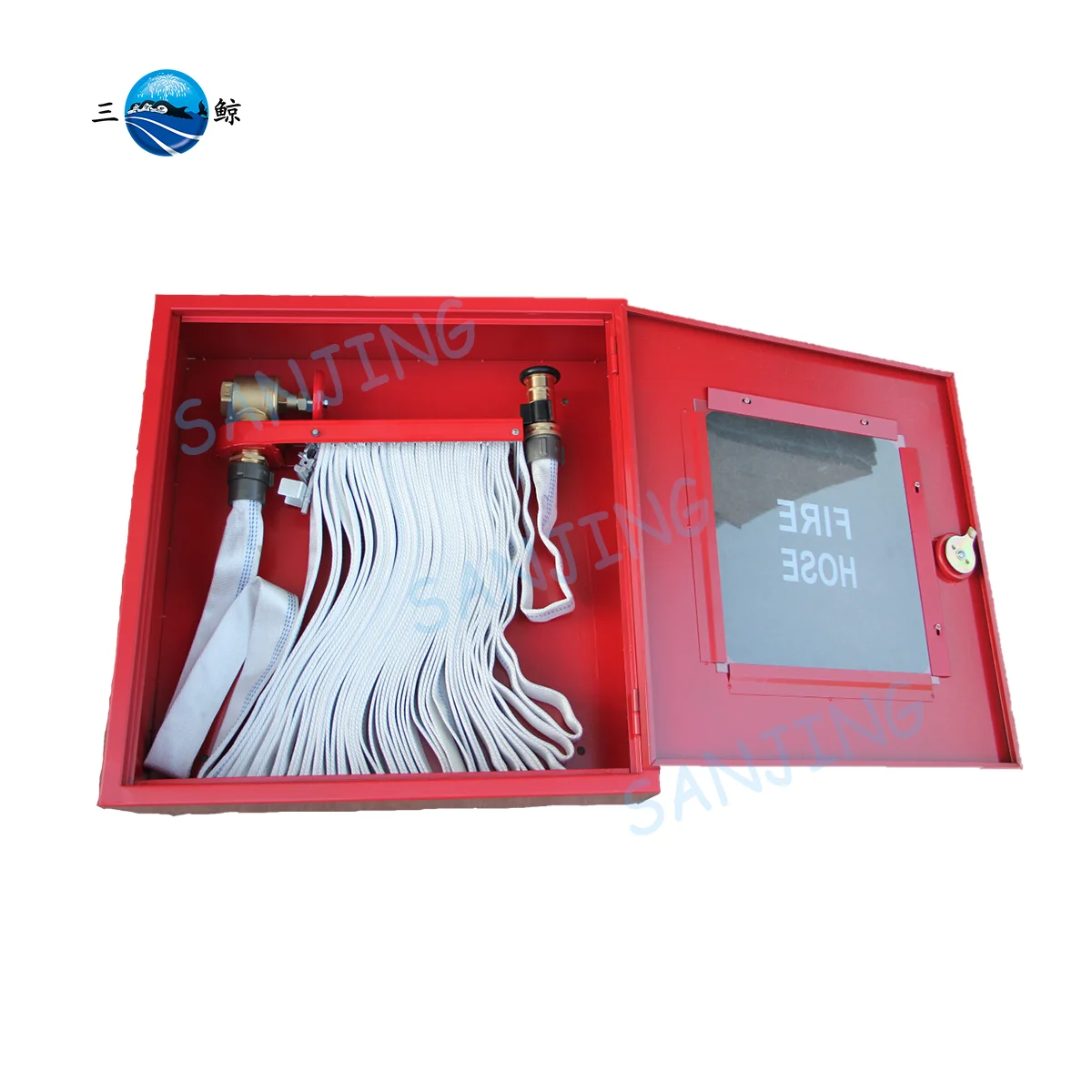 Durable Wall Recessed Fire Hose Cabinets Box Hose Fire With Nozzle