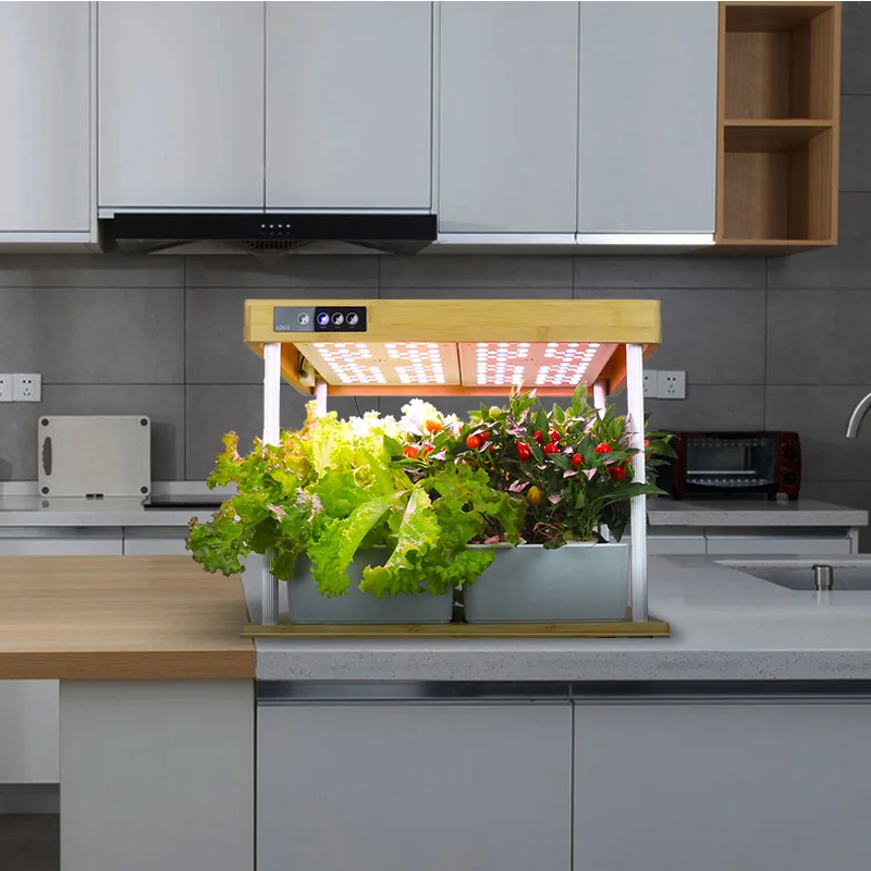 GMY Bamboo Hydroponics growing system 16 Pod Planter Balcony Flowerpot Indoor Growing Lighting hydroponics system for home use